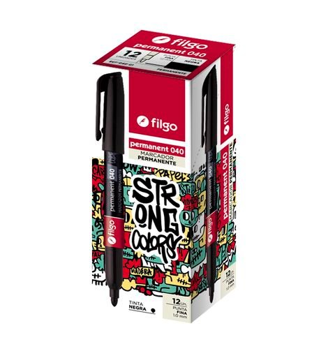 MARCADOR PERMANENTE PUNTA FINA 040 NEGRO FILGO