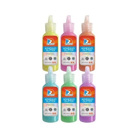 ADHESIVO CON GLITTER 21grs EZCO CELESTE PASTEL