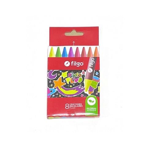 CRAYON DE CERA FLUO X8 FILGO