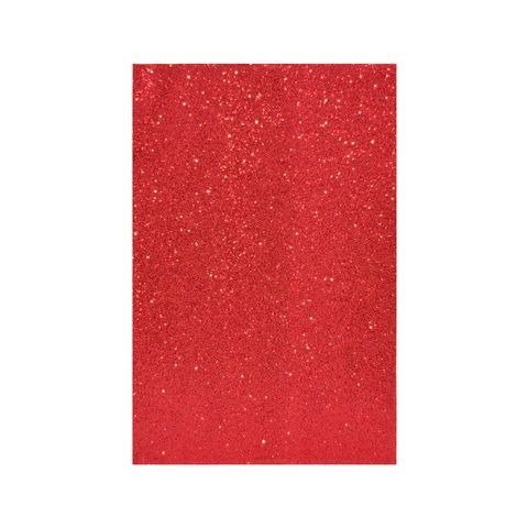 GOMA EVA SUPER GLITTER A4 ADHESIVA ROJA
