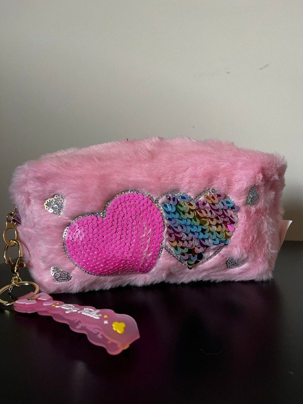 CARTUCHERA CON PELUCHE ROSA