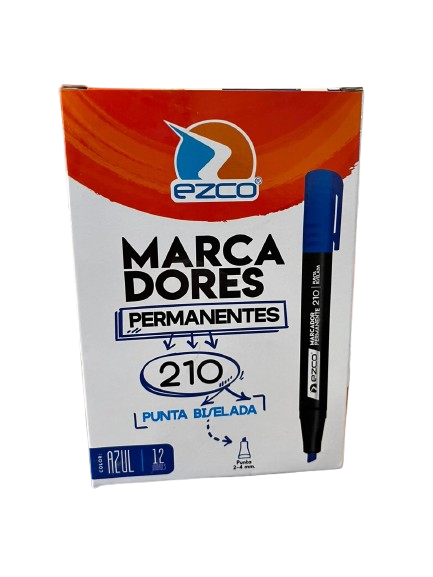 MARCADOR PERMANENTE PUNTA BISELADA AZUL EZCO