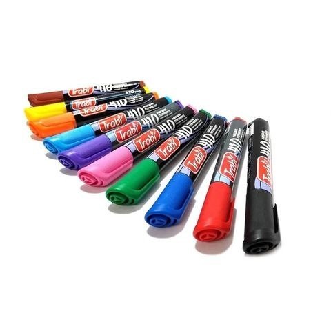 MARCADOR PERMANENTE RECARGABLE PUNTA BISELADA AMARILLO TRABI
