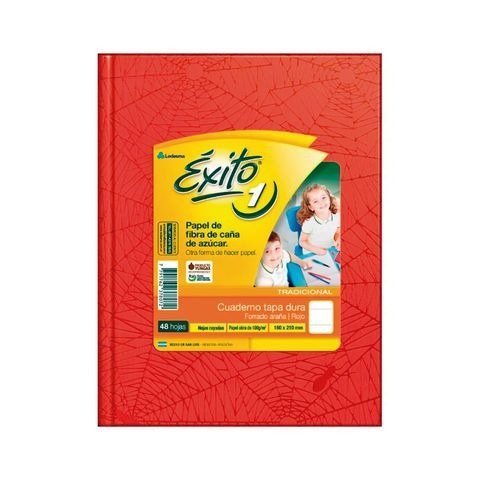 CUADERNO 19X23 TAPA DURA ROJO X48H EXITO