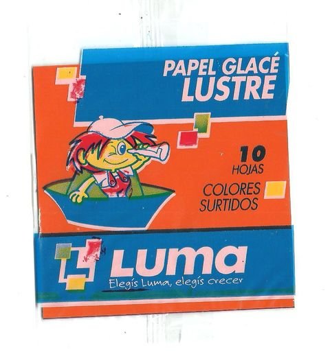 PAPEL SATINADO LUSTRE 10 HOJAS COLORES SURTIDOS LUMA