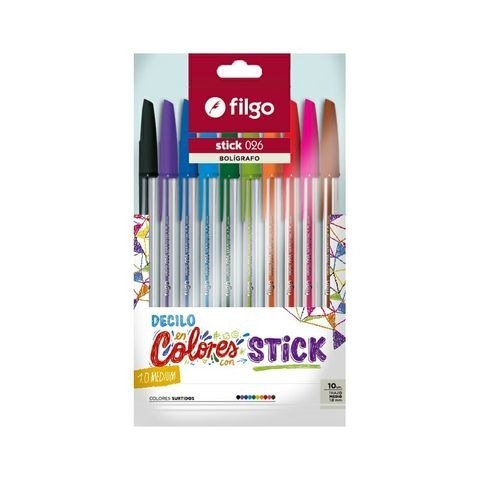 BOLIGRAFO 1MM STICK  COLOR BLISTER X 10 FILGO