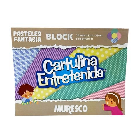BLOCK CARTULINA ENTRETENIDA PASTELES FANTASIA 32.5X25CM 20H MURESCO