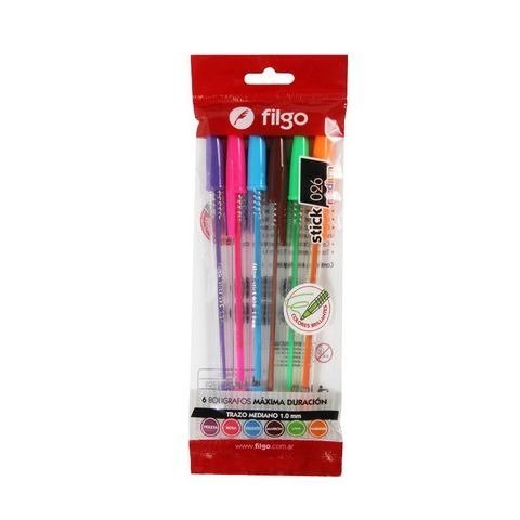 BOLIGRAFO 1MM STICK COLOR BLISTER X6 FILGO
