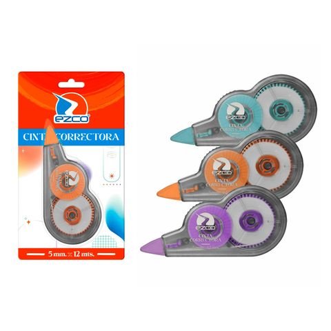 CINTA CORRECTORA 5MMX12MTS EN BLISTER X UNIDAD EZCO - 306112