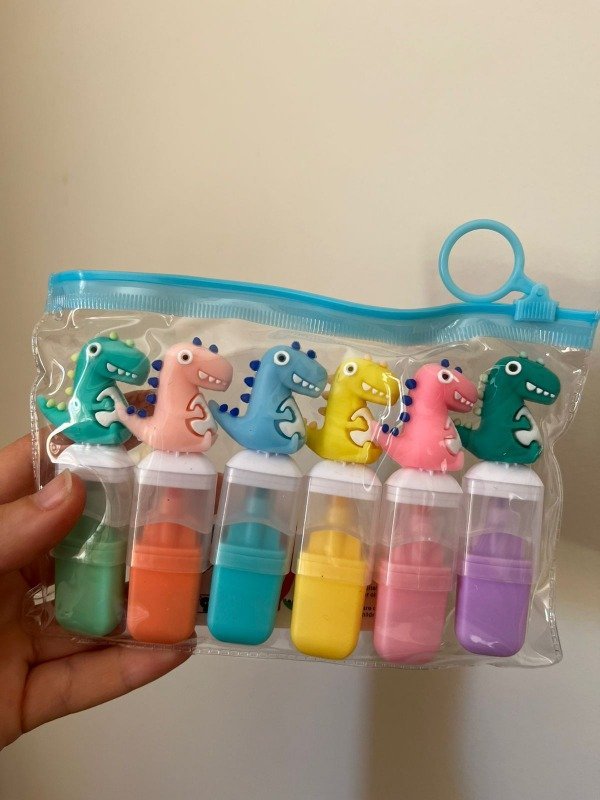 RESALTADOR PASTEL DINOSAURIO X6