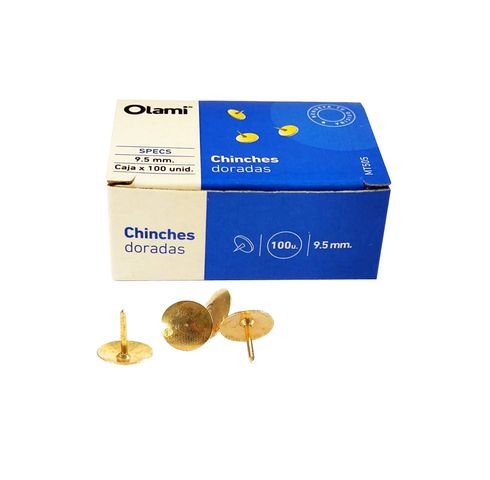 CHINCHES DORADO 9.5MM CAJA X100 UNIDADES OLAMI
