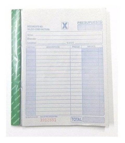 TALONARIO PRESUPUESTO DUPLICADO GRANDE NEUTRO 17X20CM ALIANZA