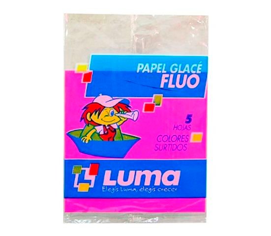 PAPEL SATINADO FLUO 5 HOJAS COLORES SURTIDOS LUMA
