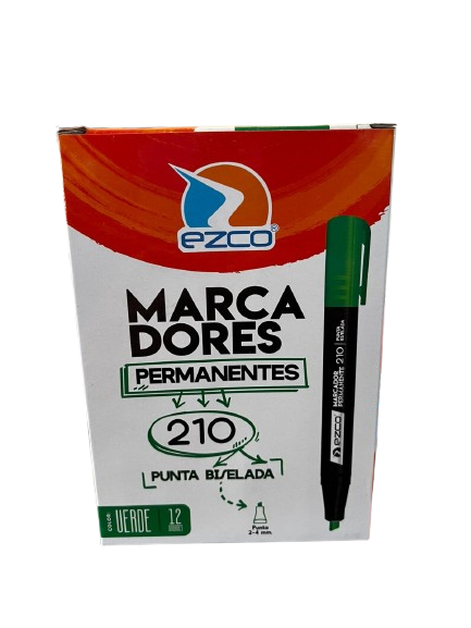 MARCADOR PERMANENTE PUNTA BISELADA VERDE EZCO