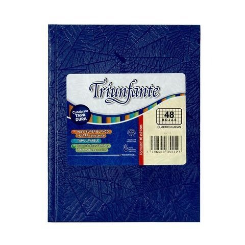 CUADERNO 16X21 CUADRICULADO 48H T/D AZUL TRIUNFANTE