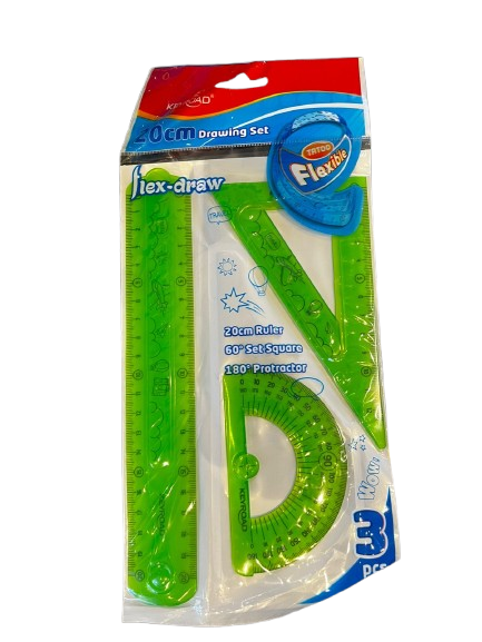 KIT FLEXIBLE REGLA - TRANSPORTADOR - ESCUADRA VERDE
