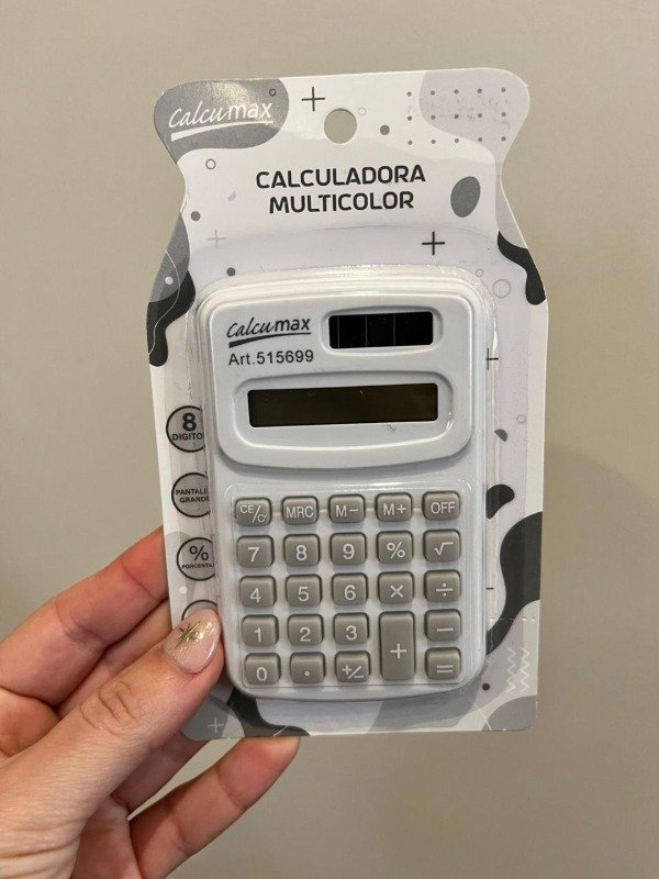 CALCULADORA 8 DIGITOS PASTEL BLANCO 6X10CM