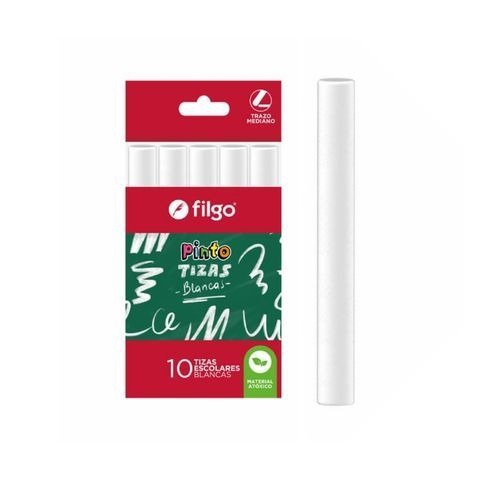 TIZAS ESCOLARES PINTO BLANCAS CAJA X10 FILGO