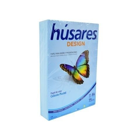 HOJA A4 HÚSARES POR UNIDAD 75GRS/M2 CELESTE