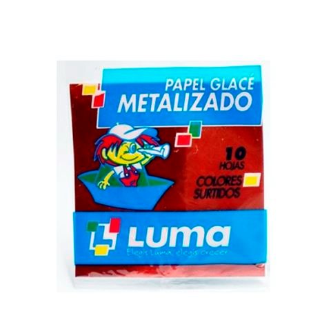PAPEL SATINADO METALIZADO 10 HOJAS COLORES SURTIDOS LUMA