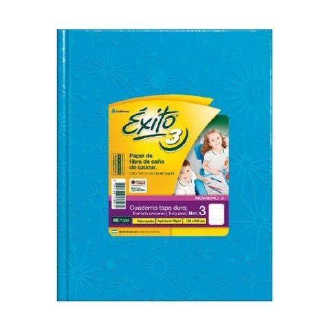 CUADERNO 19X23 TAPA DURA CELESTE X48H EXITO