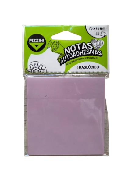 NOTAS AUTOADHESIVAS TRASLÚCIDAS LILA 75x75mm PIZZINI