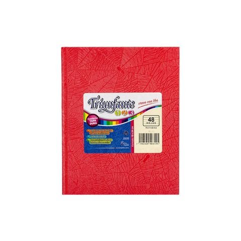 CUADERNO 19X24 TAPA DURA ROJO X48H TRIUNFANTE