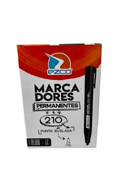 MARCADOR PERMANENTE PUNTA BISELADA NEGRO EZCO
