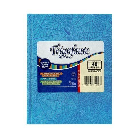 CUADERNO 16X21 CUADRICULADO 48H T/D CELESTE TRIUNFANTE