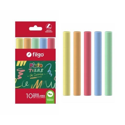 TIZAS ESCOLARES PINTO COLOR CAJA X10 FILGO