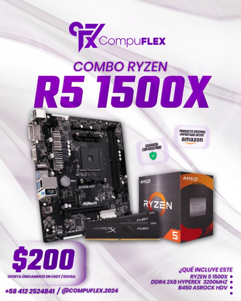 Combo Ryzen 5 1500x 200$