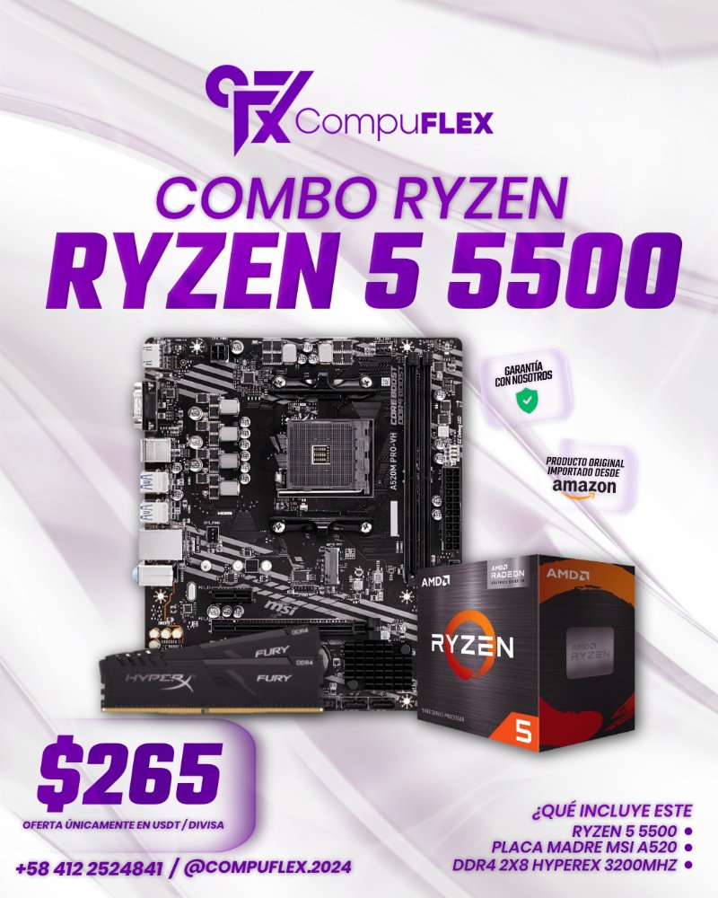 Combo Ryzen 5 5500 265$