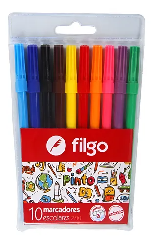 Marcador Fibra Escolar Filgo x10