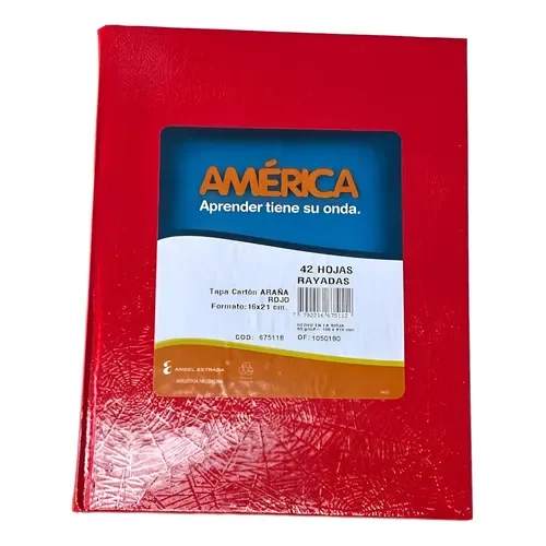 Cuaderno America x42 Hojas ROJO Araña
