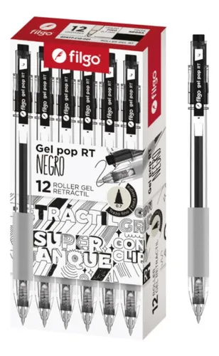 Lapiceras Negra Roller Gel Pop Filgo X Unidad