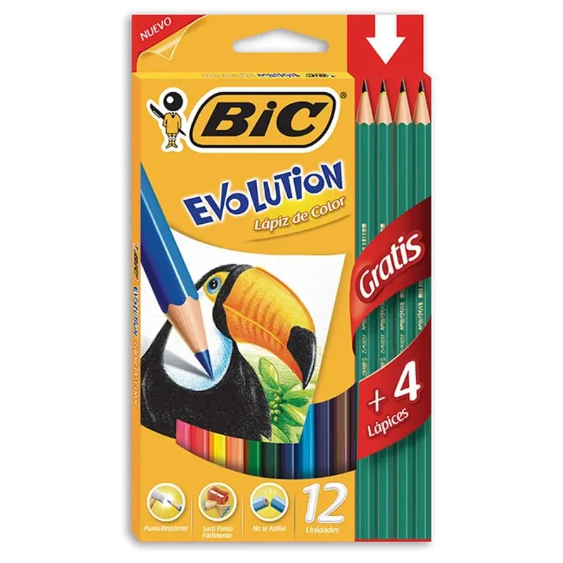 Lapices Color Evolucion Bic x12 + 4 Lapices Grafito