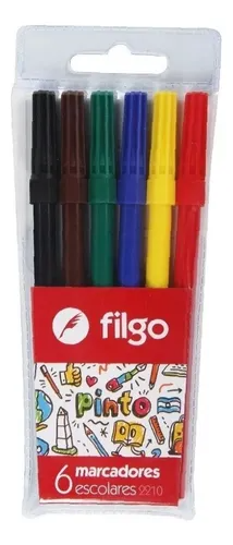 Marcador Fibra Escolar Filgo x6