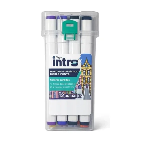 Marcador Intro Artistico Punta Doble x12