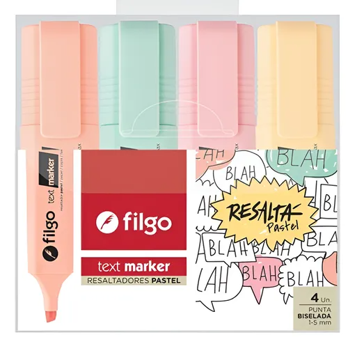 Resaltador Pastel Filgo Colores Resaltadores Pastel X4 Und