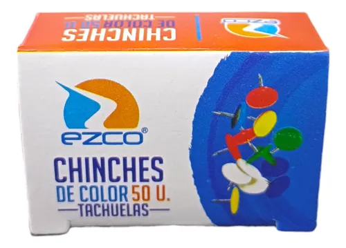 Chinches Ezco Tachuelas Plasticas Colores x 50