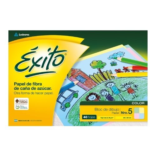 Block de Dibujo Exito Colores Pastel x40