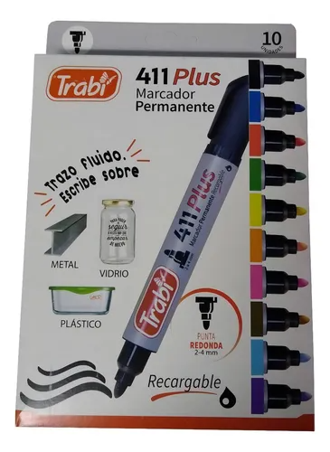 Marcador Permanente Trabi 411 Caja X 10 Colores Artistica