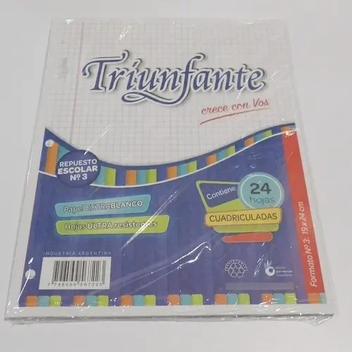 Repuesto Triunfante CUADRICULADA N3 X 24