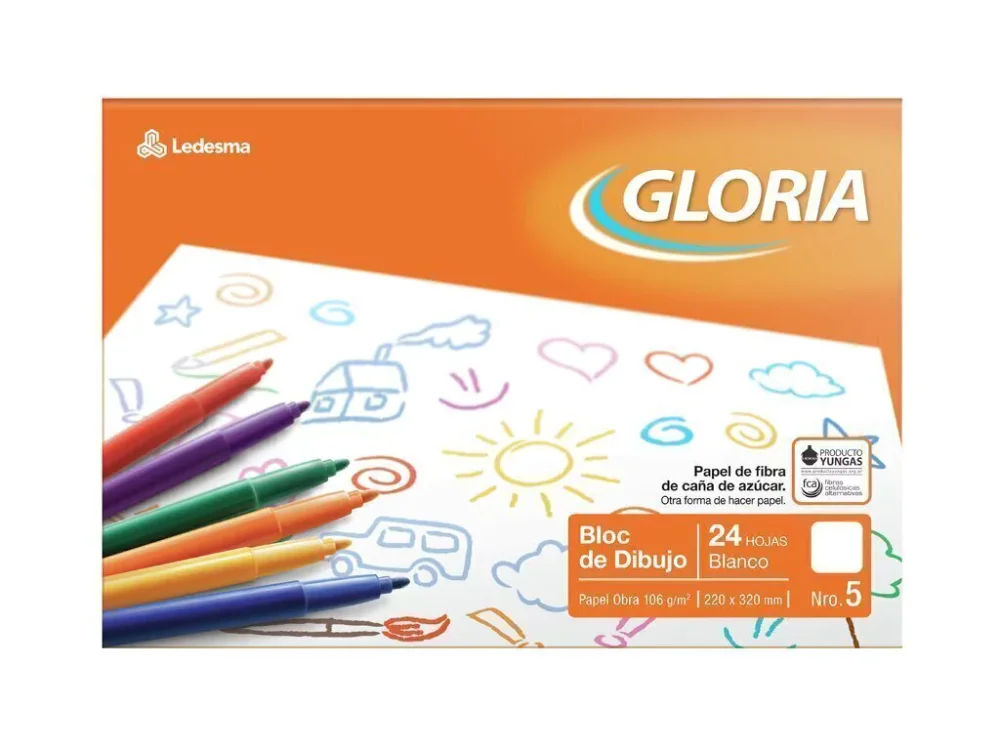 Block de Dibujo Gloria x24 Hojas Blancas