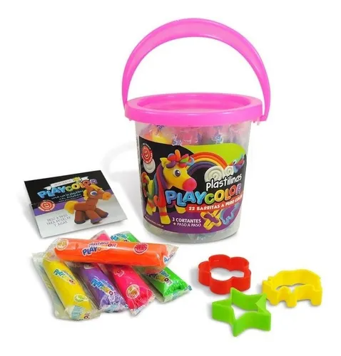 Balde Plastilinas Playcolor X 22 Barritas + 3 Cortantes