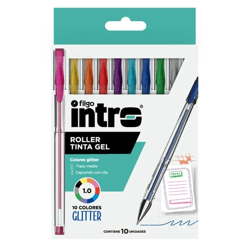 Roller Gel Intro Glitter Surtido x10