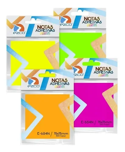 Notas Adhesivas Ezco 75x75mm Neon x100