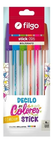 Lapicera Filgo Stick 026 X 6 Colores