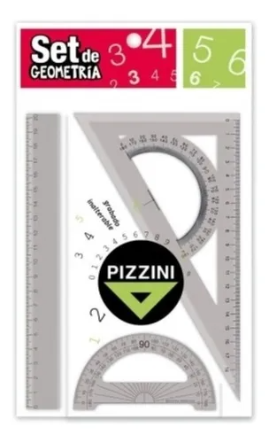 Set De Geometría Pizzini Escolar 20 Cm Juego 3 Piezas