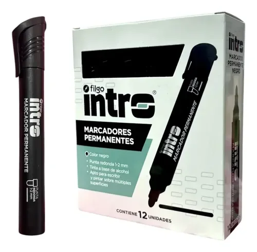 Marcador NEGRO Caja X12 Permanente Intro